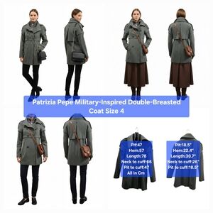 Patrizia Pepe Military-Inspired Double-Breasted Coat Size 4